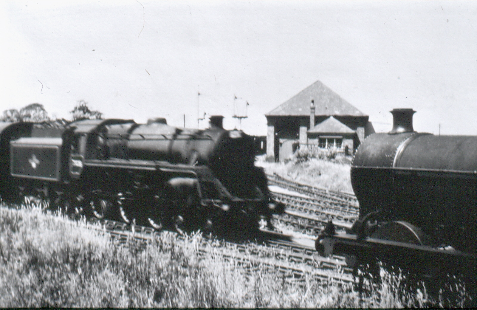 Start of the branch line seen between two engines.