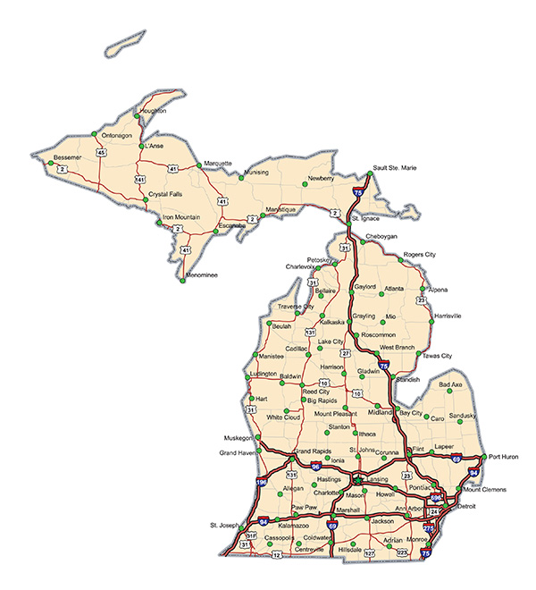 Michigan highway map