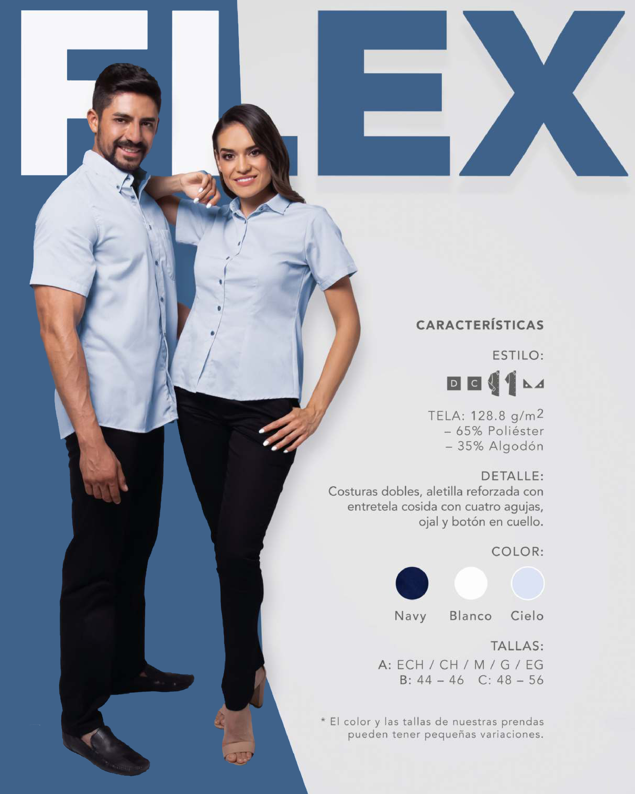 CAMISA ESTILO FLEX BIBO CABALLERO Y DAMA
