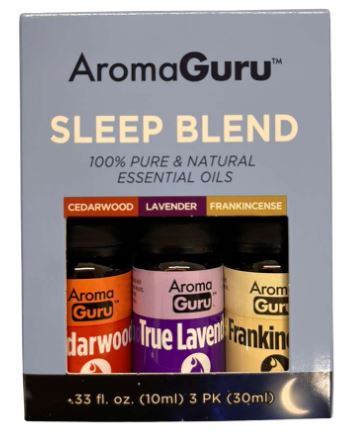 V08117B
3PK AROMA GURU SLEEP BLEND  10 ML
CEDARWOOD-LAVENDER-FRANKINCENSE
UPC 810051081176
12 CS PACK