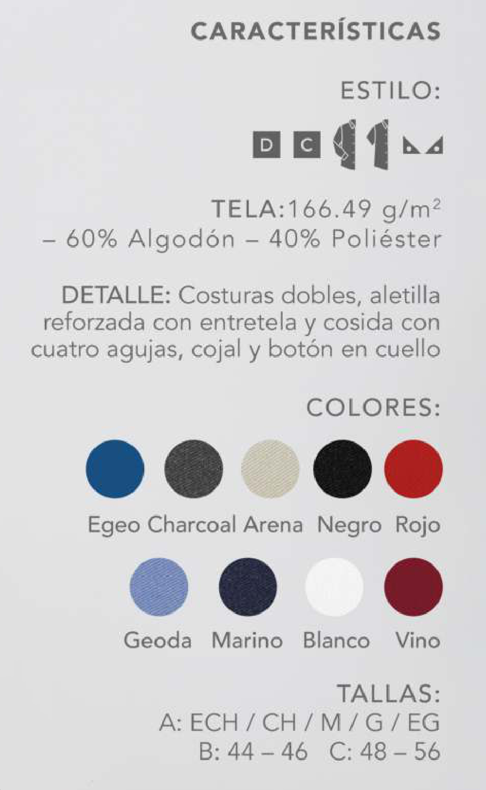 CARACTERISTICAS CAMISA Y BLUSA DE GABARDINA