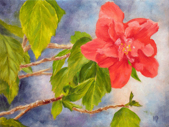 Hibiscus - 6"x8" Oil on Stretched Canvas   