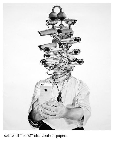 Selfie, charcoal on paper, 40X52 inches