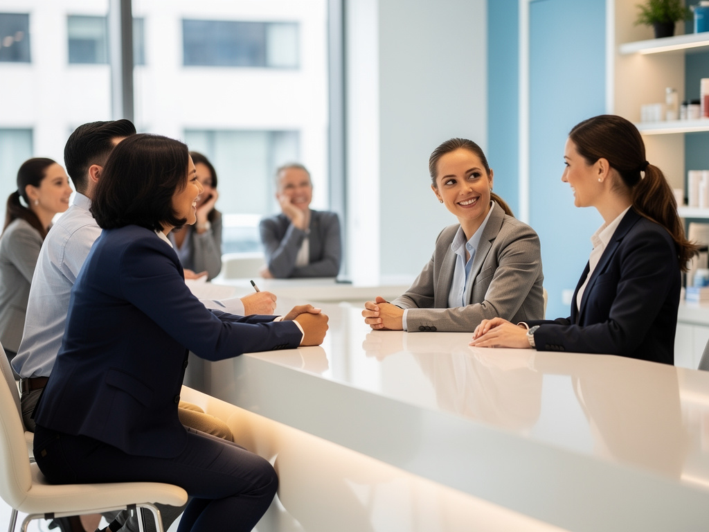 Equipo de profesionales en reunión de negocios en una oficina moderna