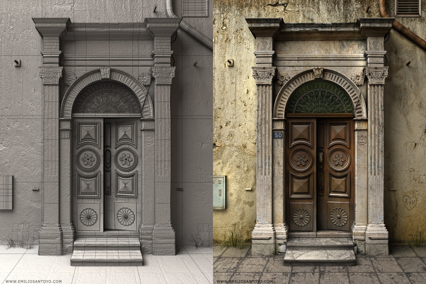 Doorway Scene. Software used 3ds Max, PhotoShop, and Zbrush.