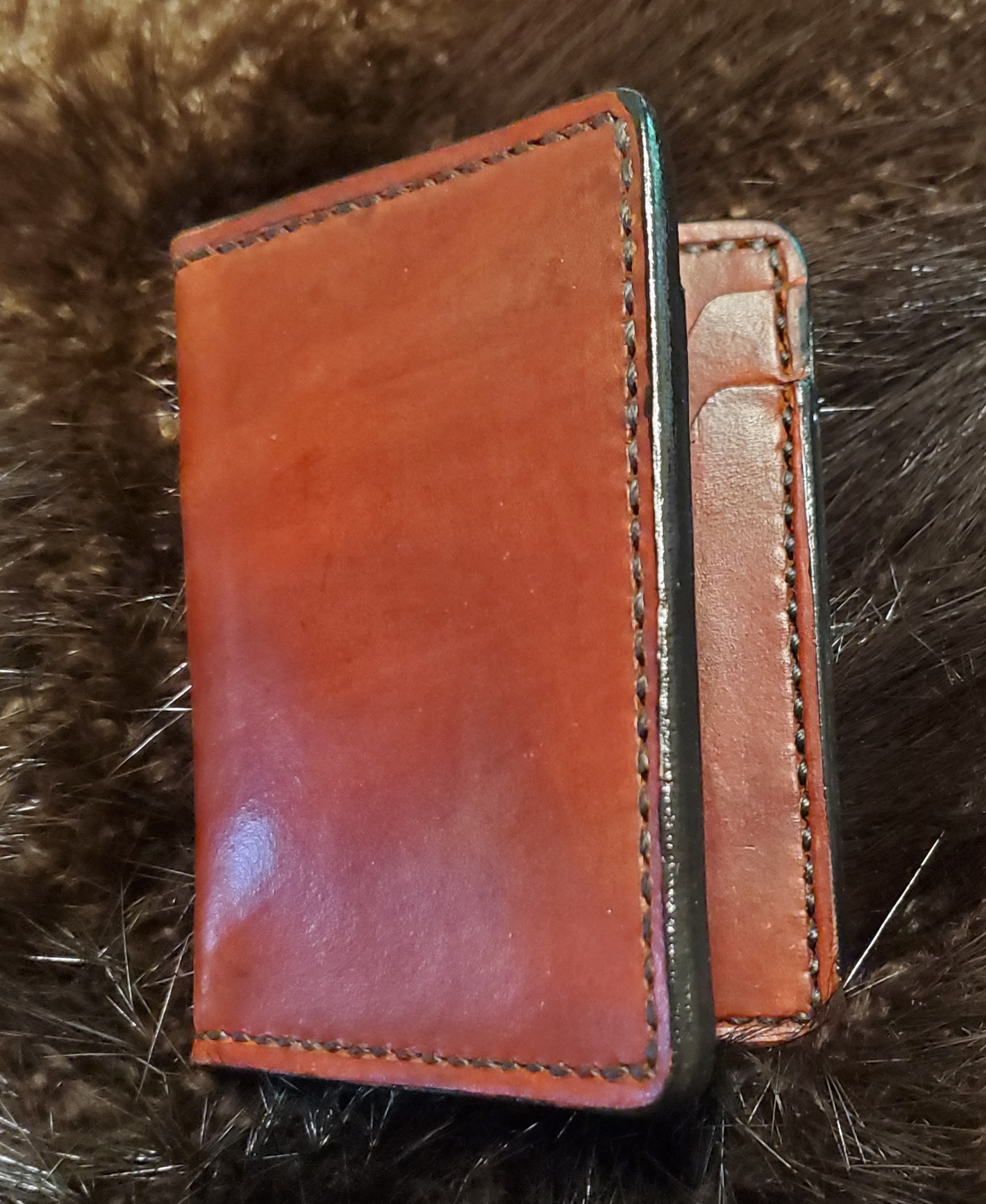 (Outside) 4 pocket Minimalist Wallet,  hand stitched $75.00