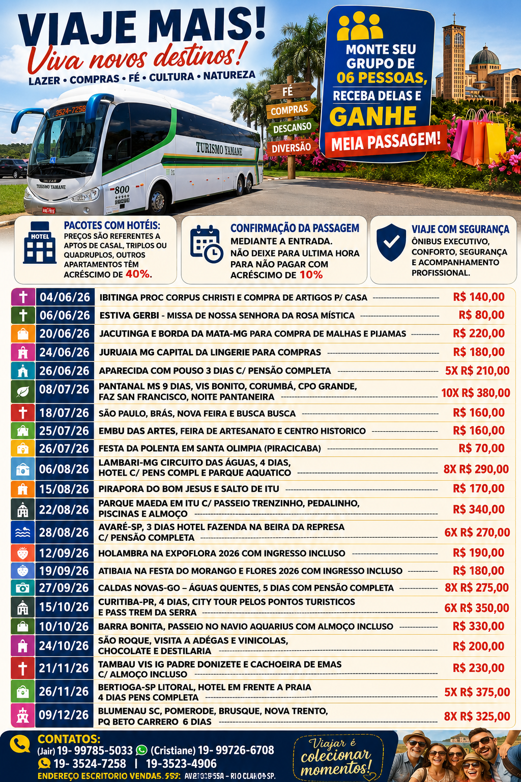 NOSSA RELAÇÃO DE VIAGENS