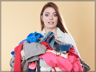 Woman with Dirty Laundry Clothes