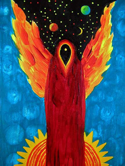 Solar Angel - 5"x 7" Acrylic on Gessobord  SOLD  Greeting card available