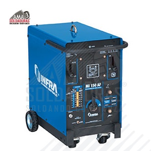 MI 150 AF

Categoría: Proceso TIG GTAW
Trabajo: Industrial ligero
Alimentación:  220/440 V
Rango de amperaje de soldadura:	10-150 A, CA/CD
Ciclo de trabajo: 50%
Suelda con: Para soldar electrodo revestido (SMAW) de corriente alterna y directa (C.A. y C.D.) hasta un diámetro de 3.2 mm (1/8”) de tipo suave. Para soldadura TIG (GTAW) con corriente alterna y directa, (C.A. y C.D.).