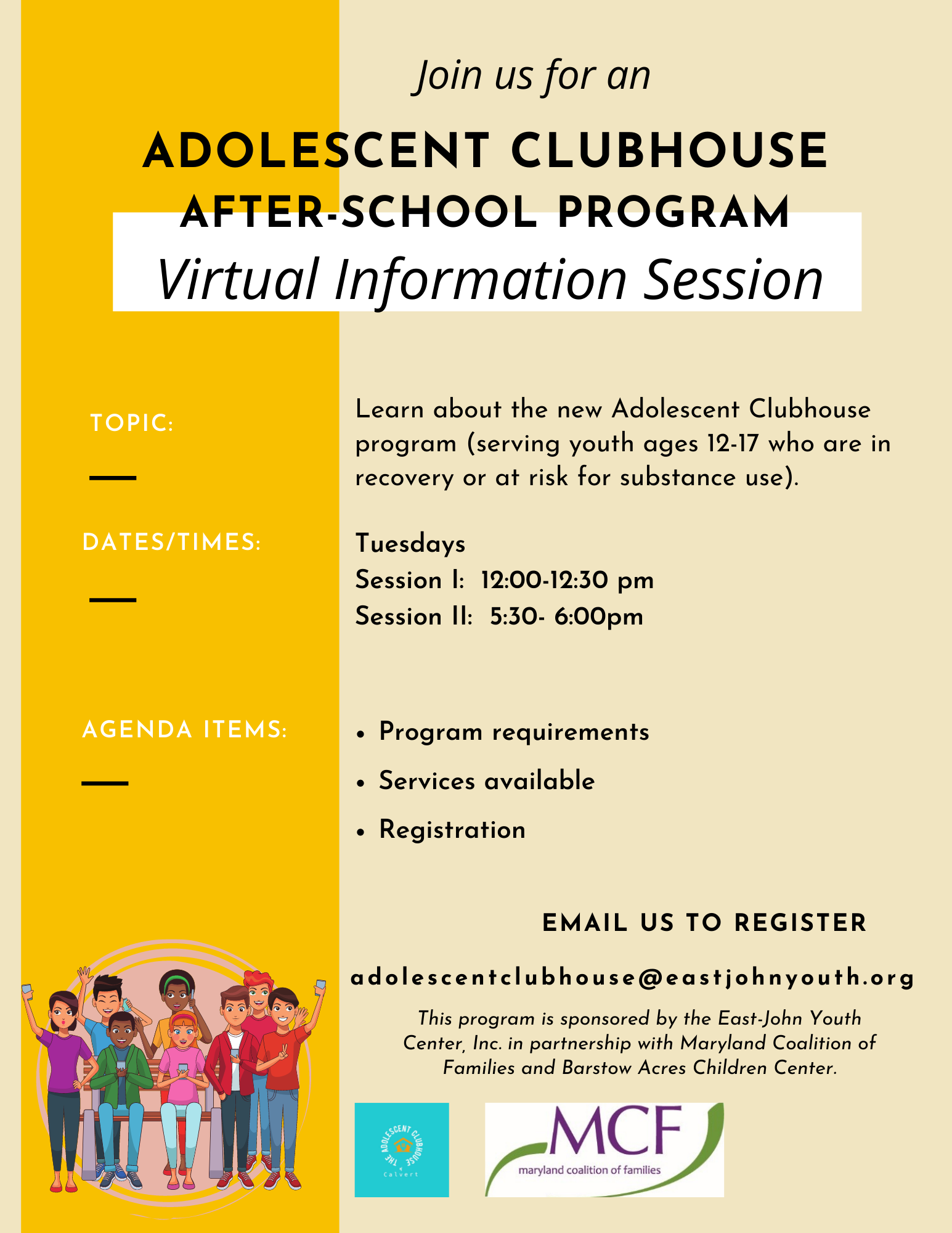Adolescent Clubhouse Virtual Information Session