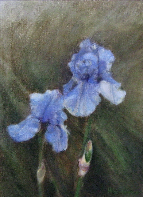 Gomes, Lavender Irises, 12" x 9" Oil
