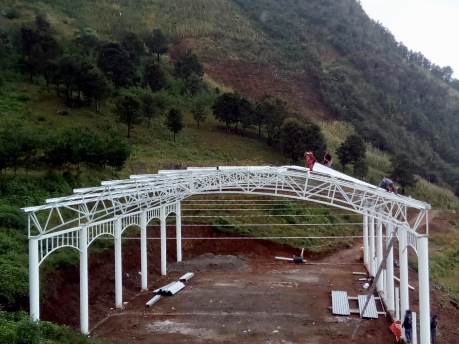 Modern building with an outside pool