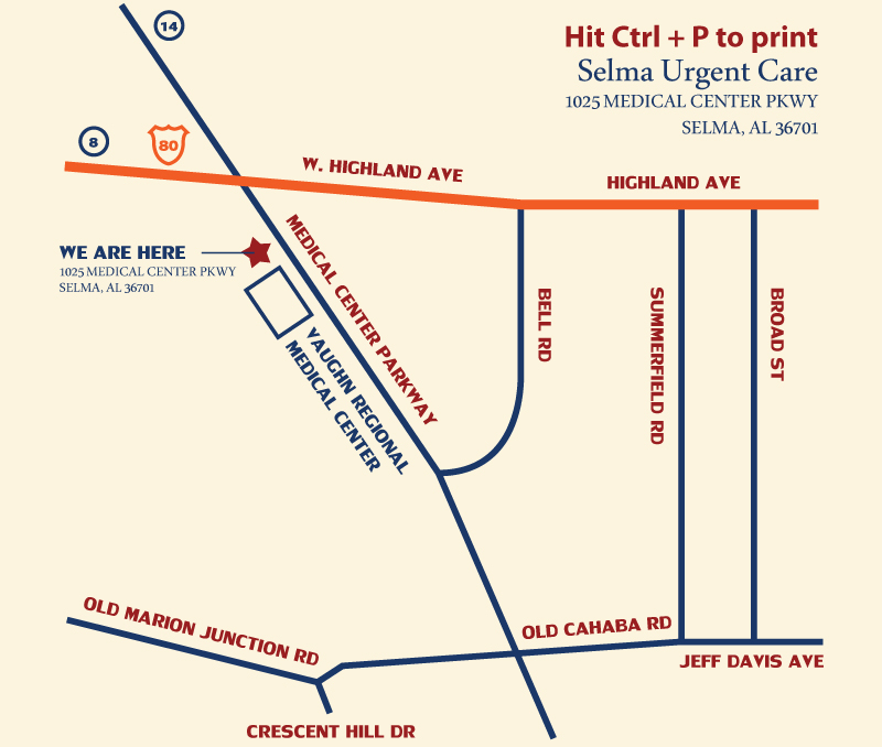 Selma Urgent Care Map