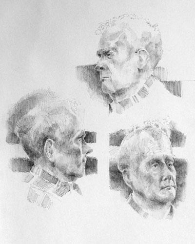 Drawing a Head, pen and ink