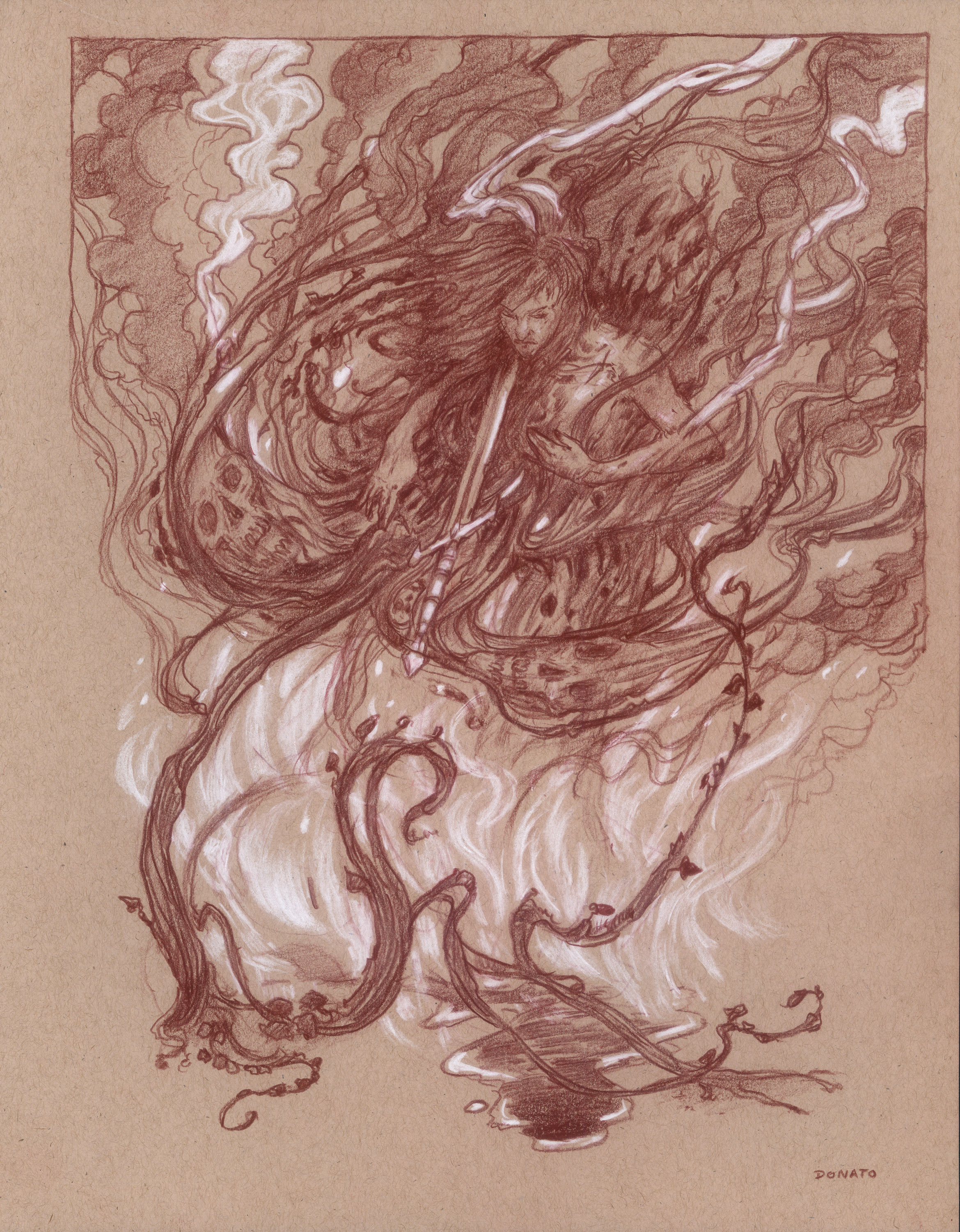 Uprooted- Chapter 28  - The Queen
14" x 11" Watercolor Pencil and Chalk on Toned Paper 2018