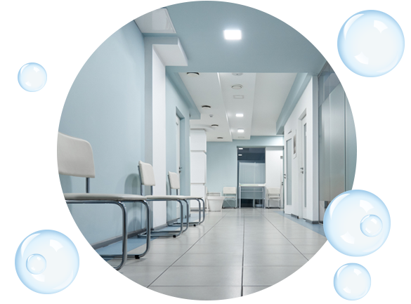 Empty modern hospital corridor