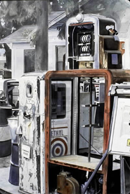 Painting of old ethyl gas pump