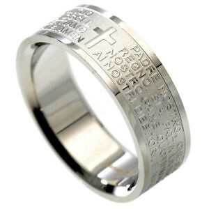 ANILLO CON PADRE NUESTRO EN ACERO INOXIDABLE