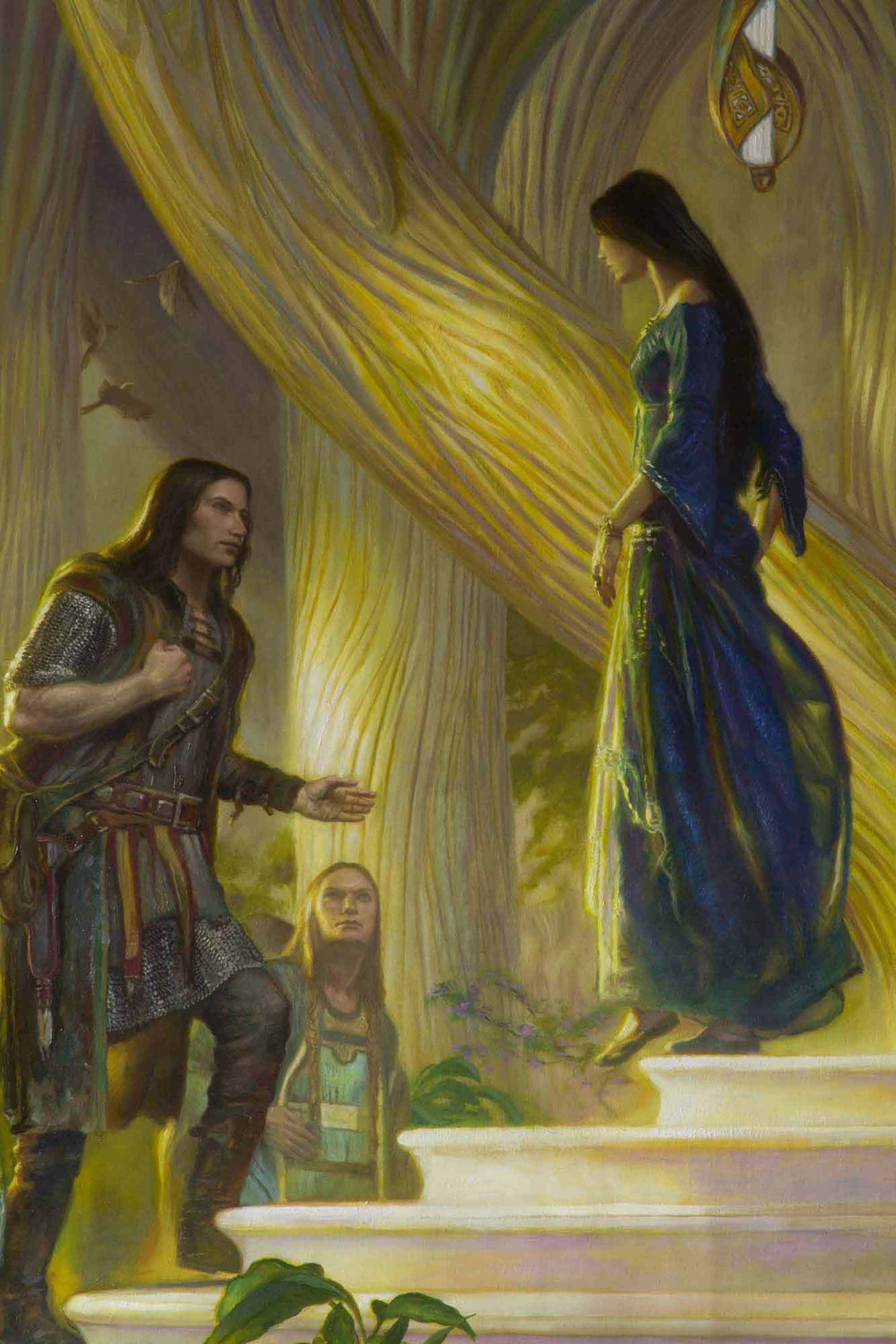 Beren and Luthien in the Court of Thingol and Melian
60" x 110"  Oil on Linen  2015
detail,  from J.R.R. Tolkien's The Silmarillion