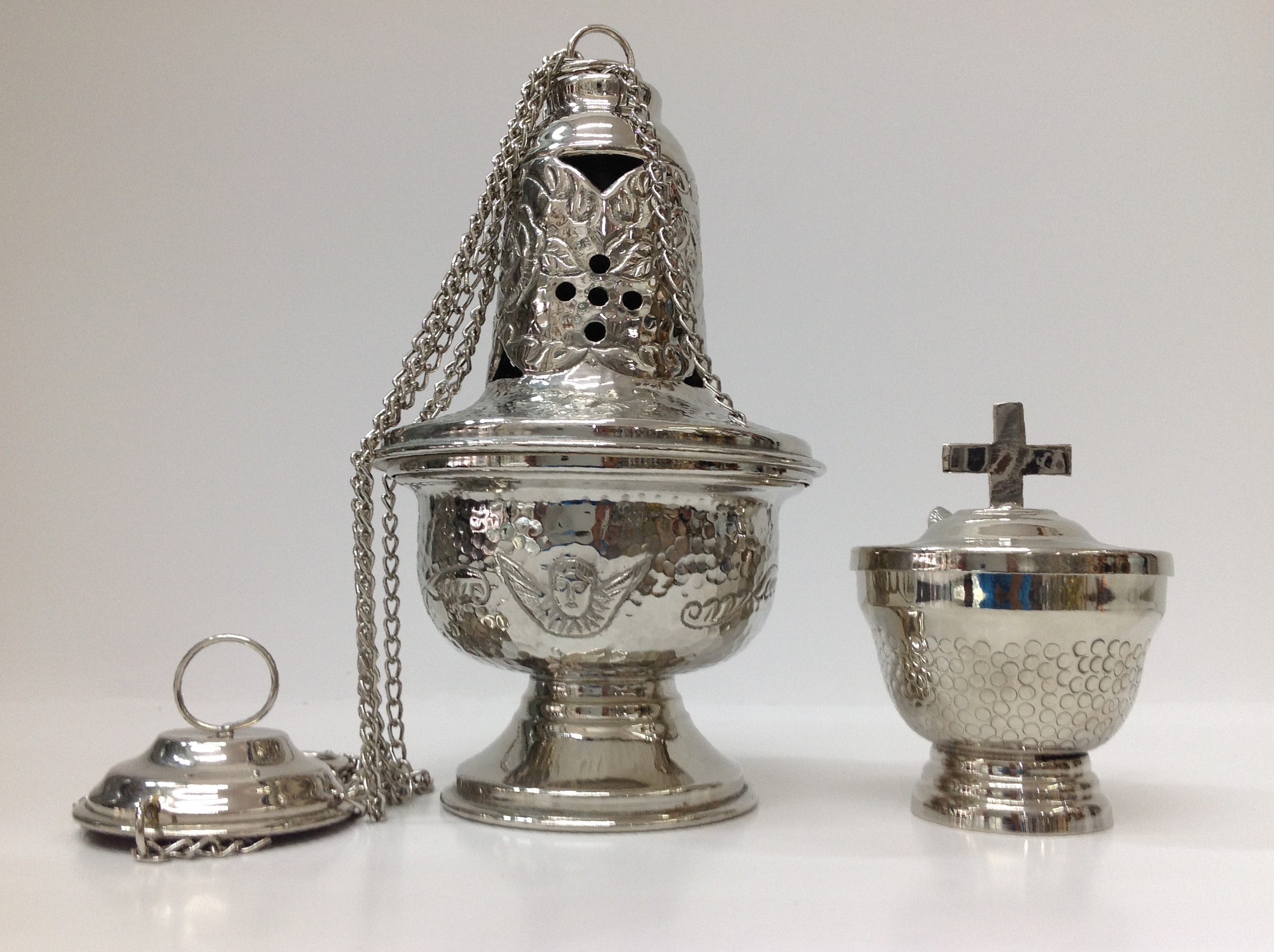 INCENSARIO DE LATÓN CON BAÑO DE NÍQUEL