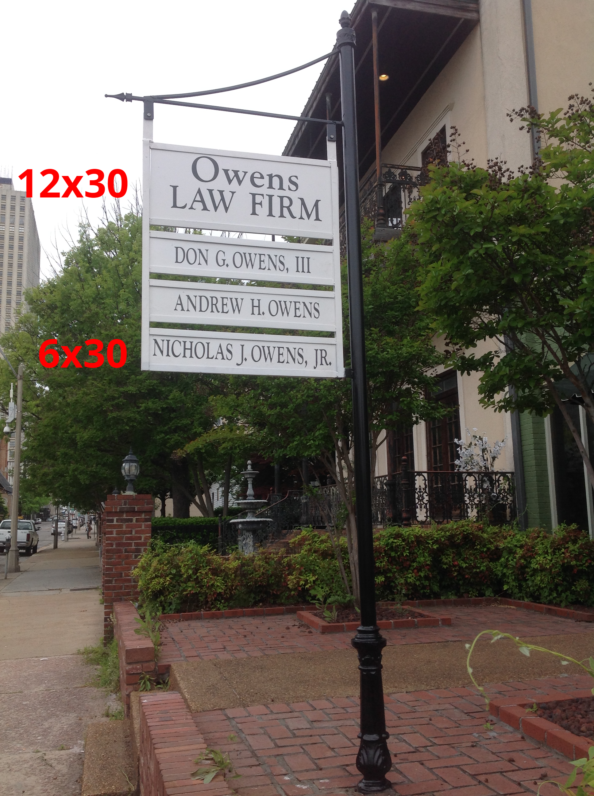 Pickle single arm street sign with framed hanging plates 