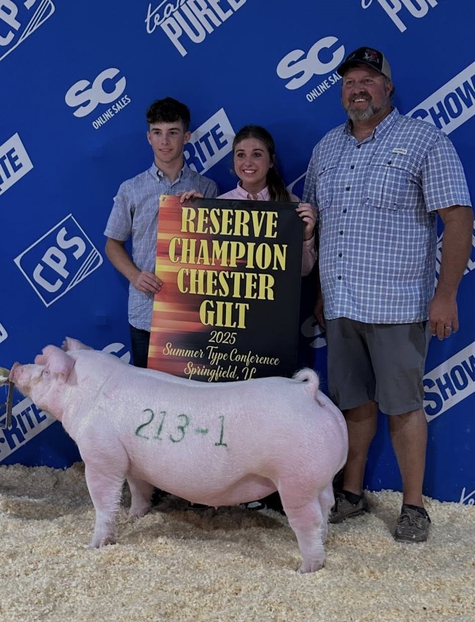 Lena Stricklin
2025 Summertype Conference
Springfield, Illinos
Overall Reserve Champion 
Chester White Gilt
