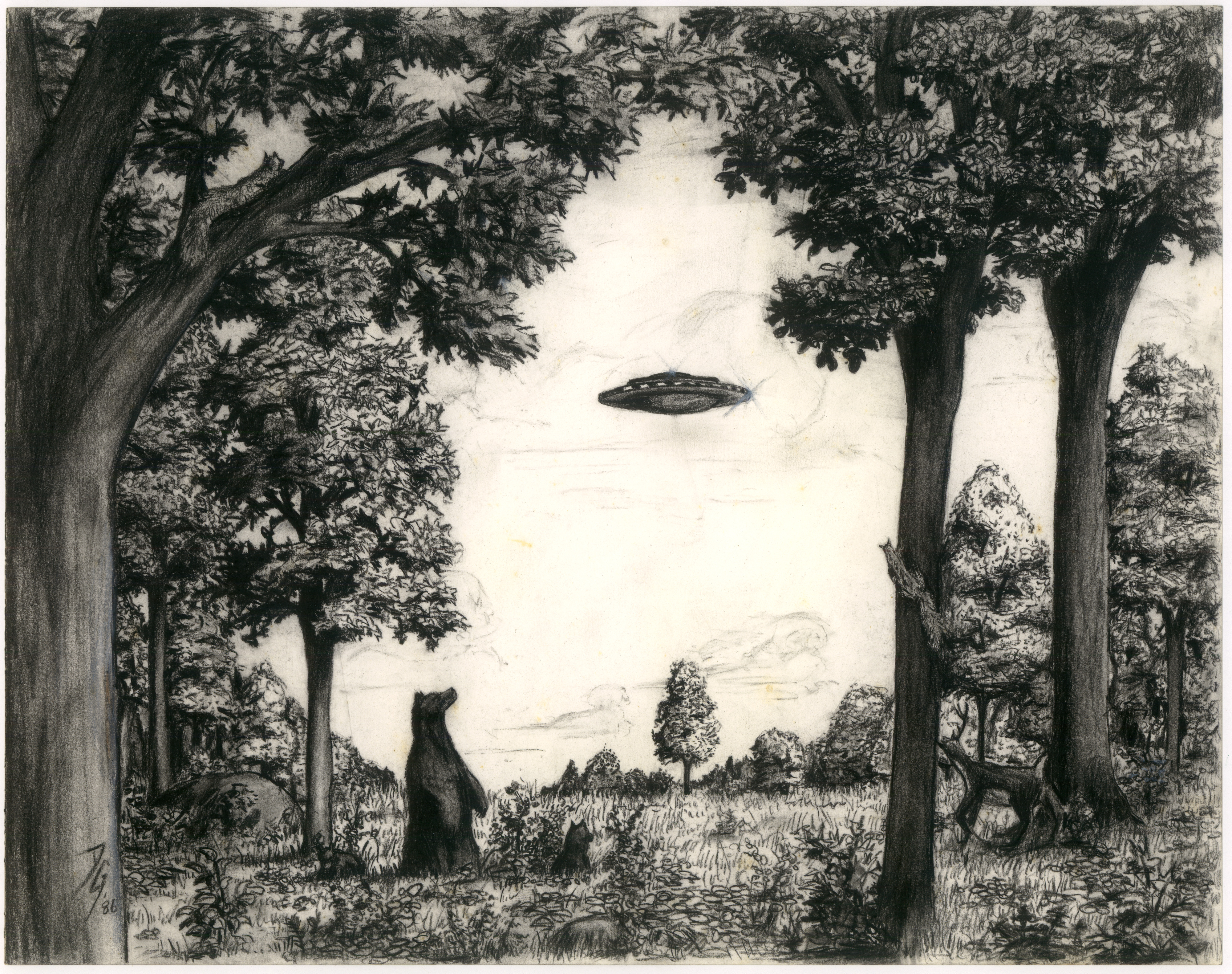 UFO Encounter
$200
11" x 14 Charcoal on Paper
1986