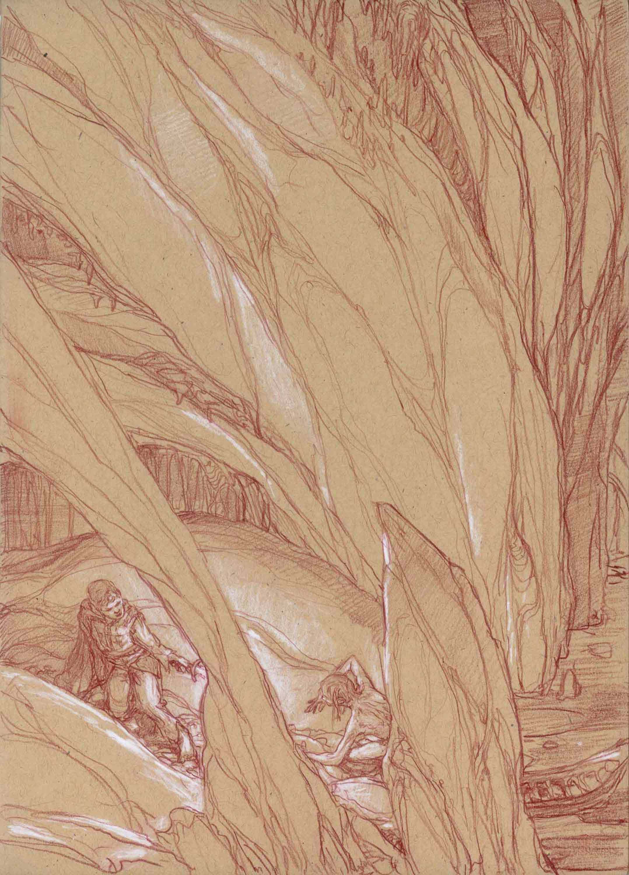 Riddles in the Dark
11" x 8"  Watercolor Pencil and Chalk on Toned paper 2012
private collection