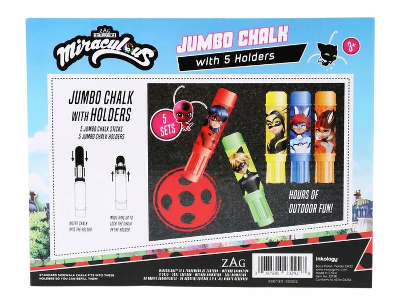 INK-32928-06
5PC JUMBO CHALKS MIRACULOUS
UPC: 087508232928
CASE SIZE: 10x8x12.9 IN
CASE WEIGHT: 4.98 LBS
6 CS PACK
