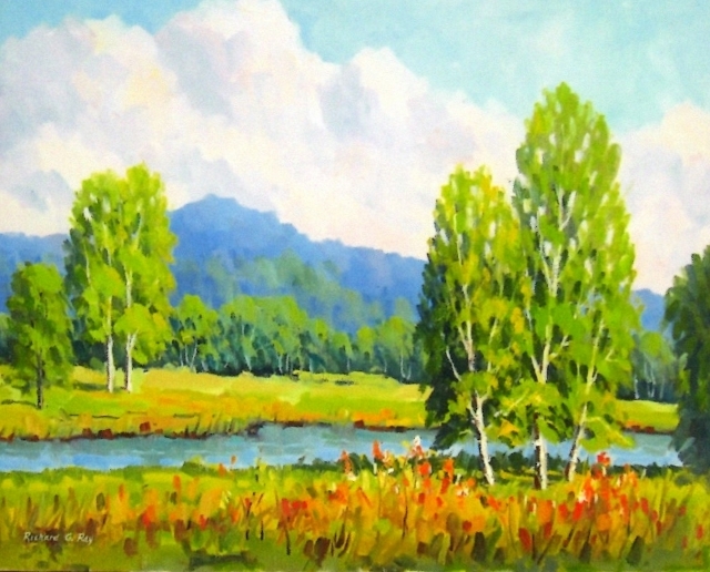 Birches by the Water, 16 x 20