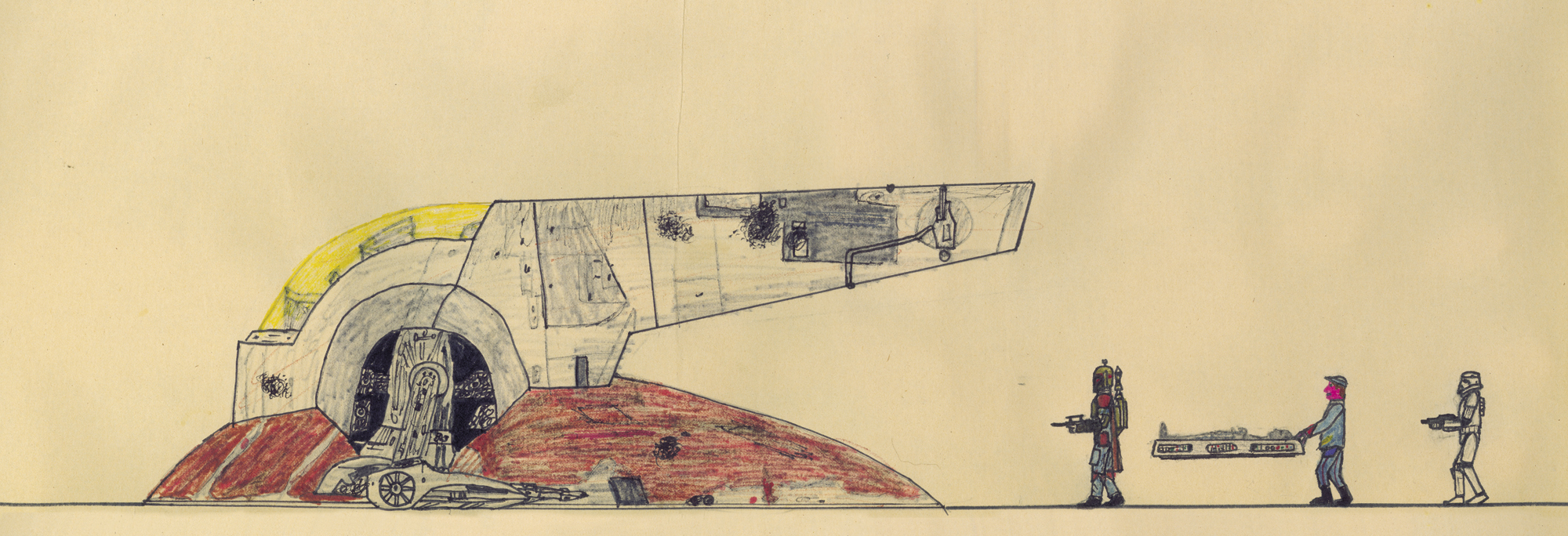 Boba Fett and Han Solo
18" x 24" pencil and marker on paper 1980