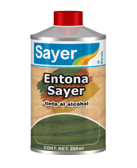 TINTA ENTONA SAYER BASE ALCOHOL
TS-66XX
Esta tinta proporciona profundidad, transparencia, muy buena
definición de veta y viveza de color.
Es muy recomendable para procesos de tipo americano
y europeo.
USO
Tinta para aplicación directa a la madera para Muebles
de Interiores Recámaras, Comedores, Auxiliares
y Muebles Infantiles.
De gran versatilidad de uso, transparencia y brillantes de tono
Puede usarse como igualador, pretinta, penetrante,
tinta o sombra
CARACTERÍSTICAS
DILUIR: D-8000
RENDIMIENTO TEÓRICO: 11 A 17 M2/L
APLICACIÓN: PISTOLA O TRAPO
PRESENTACIÓN 250ml
(LA DILUCIÓN SOLO ES RECOMENDABLE SI SE DESEA
UN TONO DEL COLOR MÁS TENUE)
DISPONIBLE EN 33 TONOS DIFERENTES