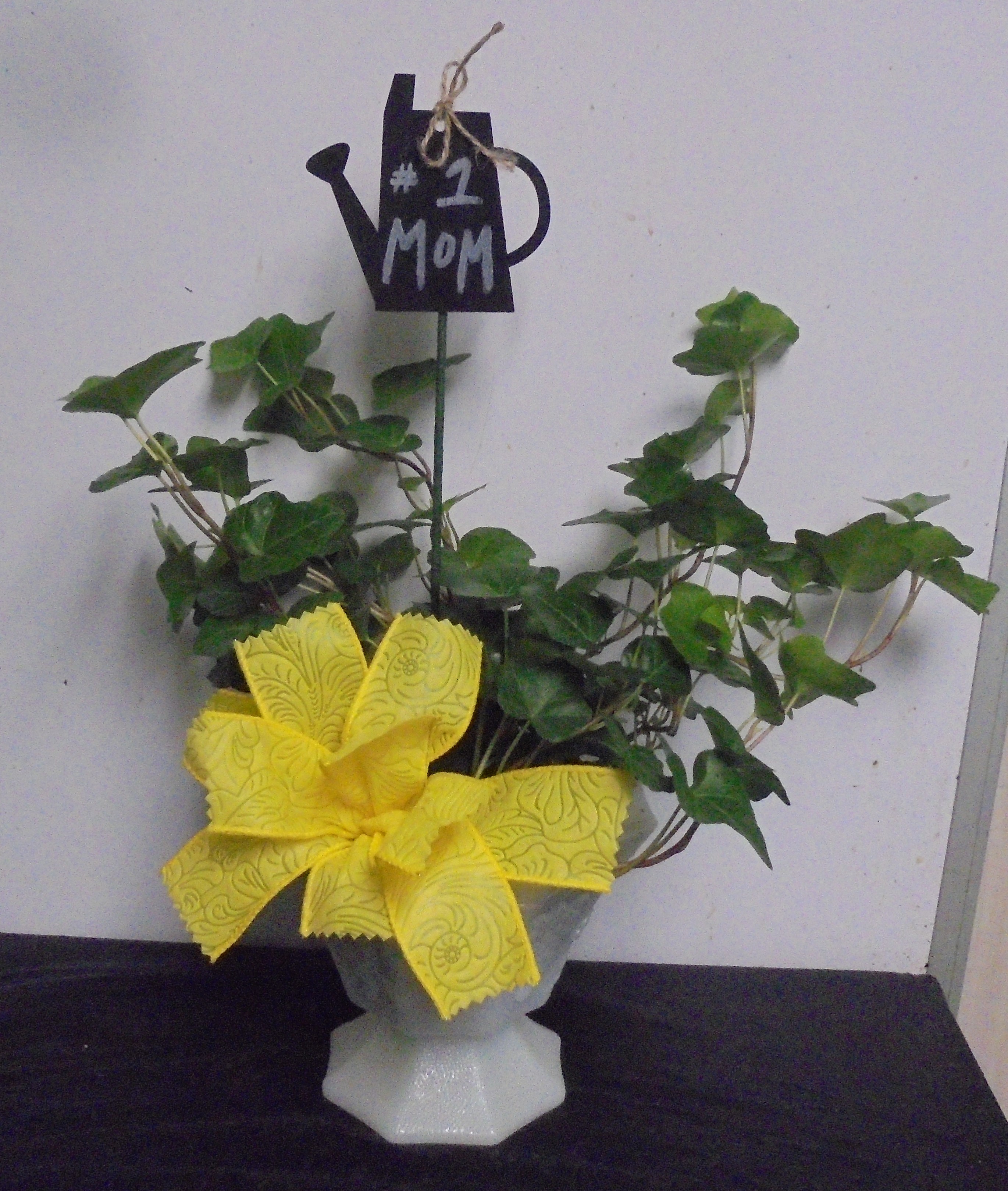 (26)  "Ivy" Plant In
"Vintage" Milk Glass Planter
$35.00