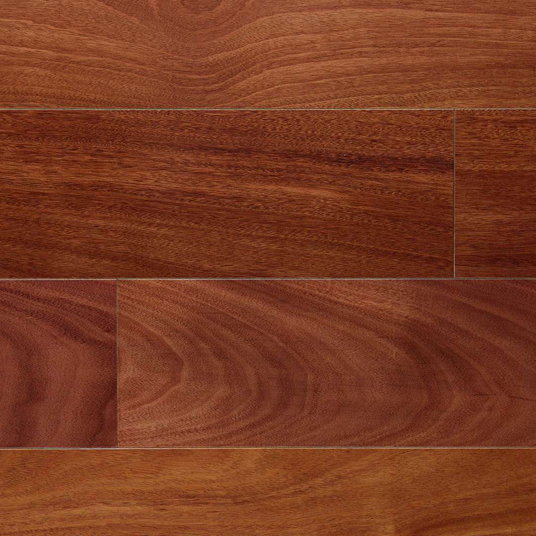Palazzo Collection Santos Mahogany
Width 5 in. - Thickness 1/2 in. with 2 mm Sliced Cut Face
Length Random up to 7 ft.
Finish: 12 UV coatings (2 of Aluminum oxide; 8 of Polyurethane; 2 of scratch resistant)