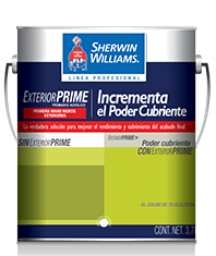 EXTERIOR PRIME Sellador para Exteriores de Sherwin Williams es un sellador 100% acrílico para uso en muros diseñado para proporcionar una alta resistencia al uso al exterior sin perder propiedades de sellado generando una mejor adherencia del acabado y buena resistencia a bajos signos de alcalinidad.