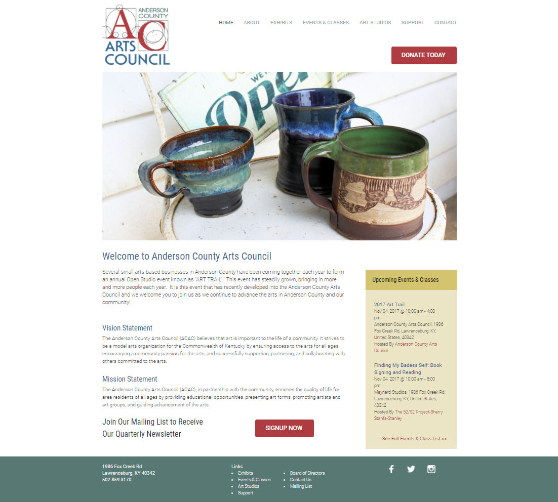 Anderson County Arts Council Website