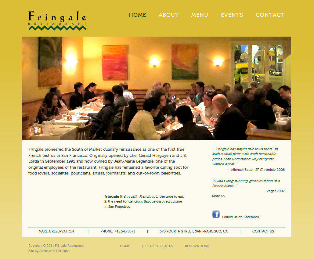 Fringle Restaurant Website