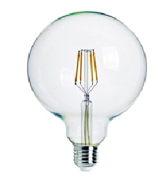 Bombillo vintage G95 Globo 
Grande 6W Claro 2700k 400 lm
 E27 110-130V 18.000 Hr. 
Evergreen Cod-15354

