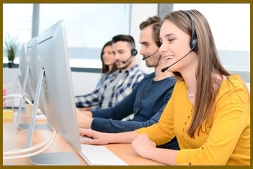 Group of Young People Telephone Operator with Headset