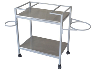 CARRETA DE CURACIONES
Estructura metálica
Elaborado en tubo cuadrado 1". 
Porta cubeta.
Cubiertas desmontables de melamina.