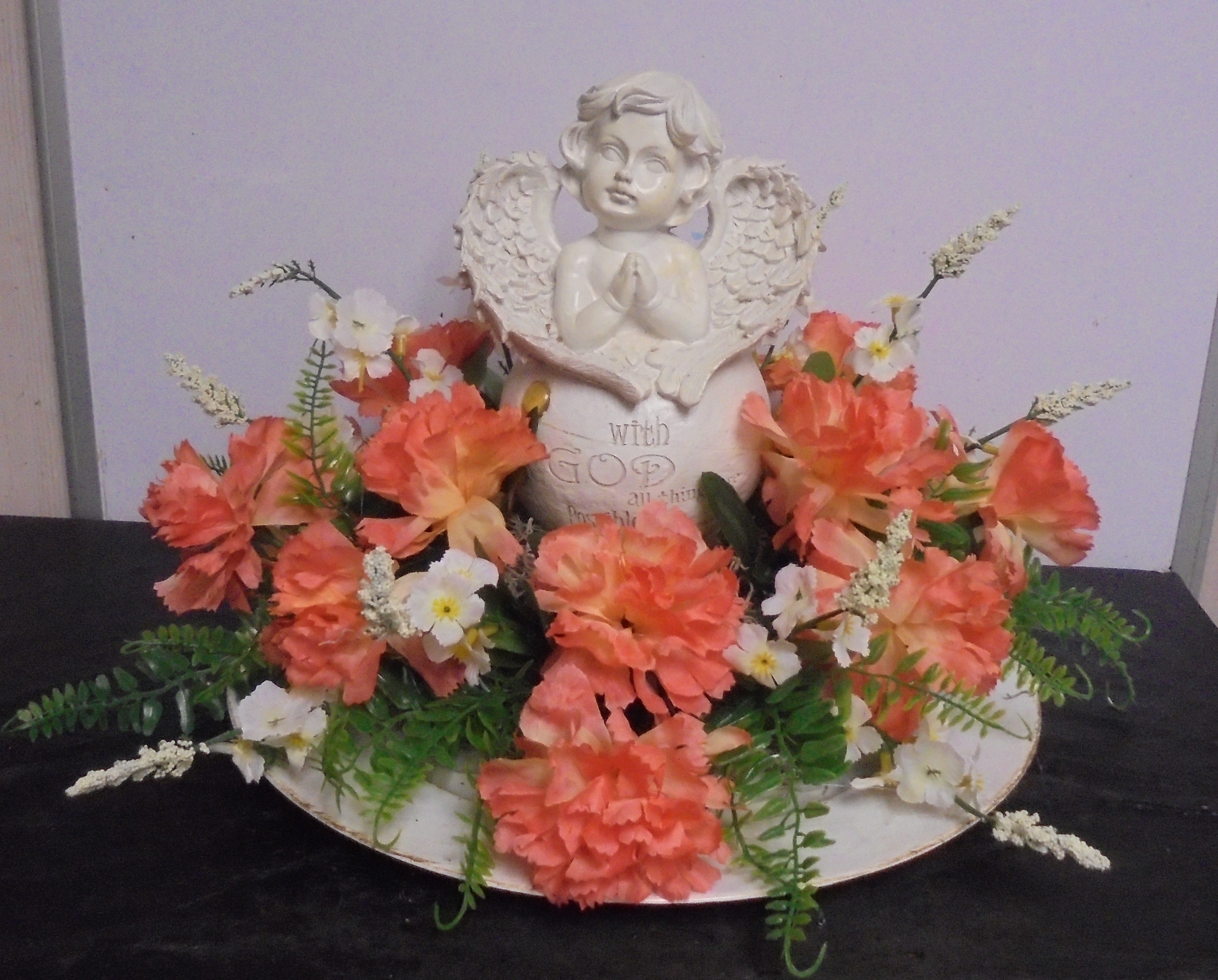  (11) "Silk" Angel Arrangement
(Peach & Cream)
$45.00
