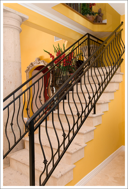 Custom stone and iron staircase||||