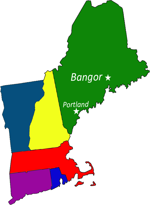Map of Maine showing the location of Lincoln