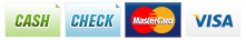 We accept Cash, Check, MasterCard and Visa.||||