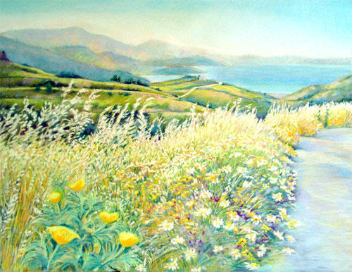 Spring Flowers in Volissos #2 (Pastel 19.5" x 25.5") Private Collection