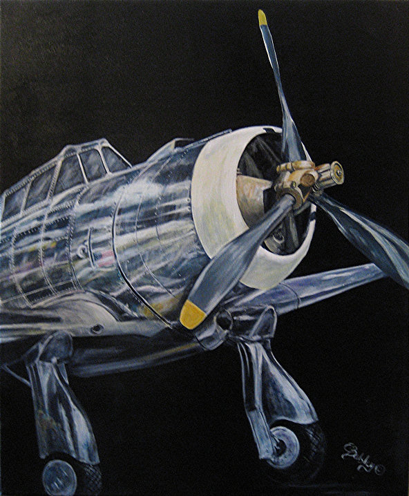 "Seversky P-35: Ready for Takeoff", Acrylic, 30x36 Gallery Canvas_SOLD