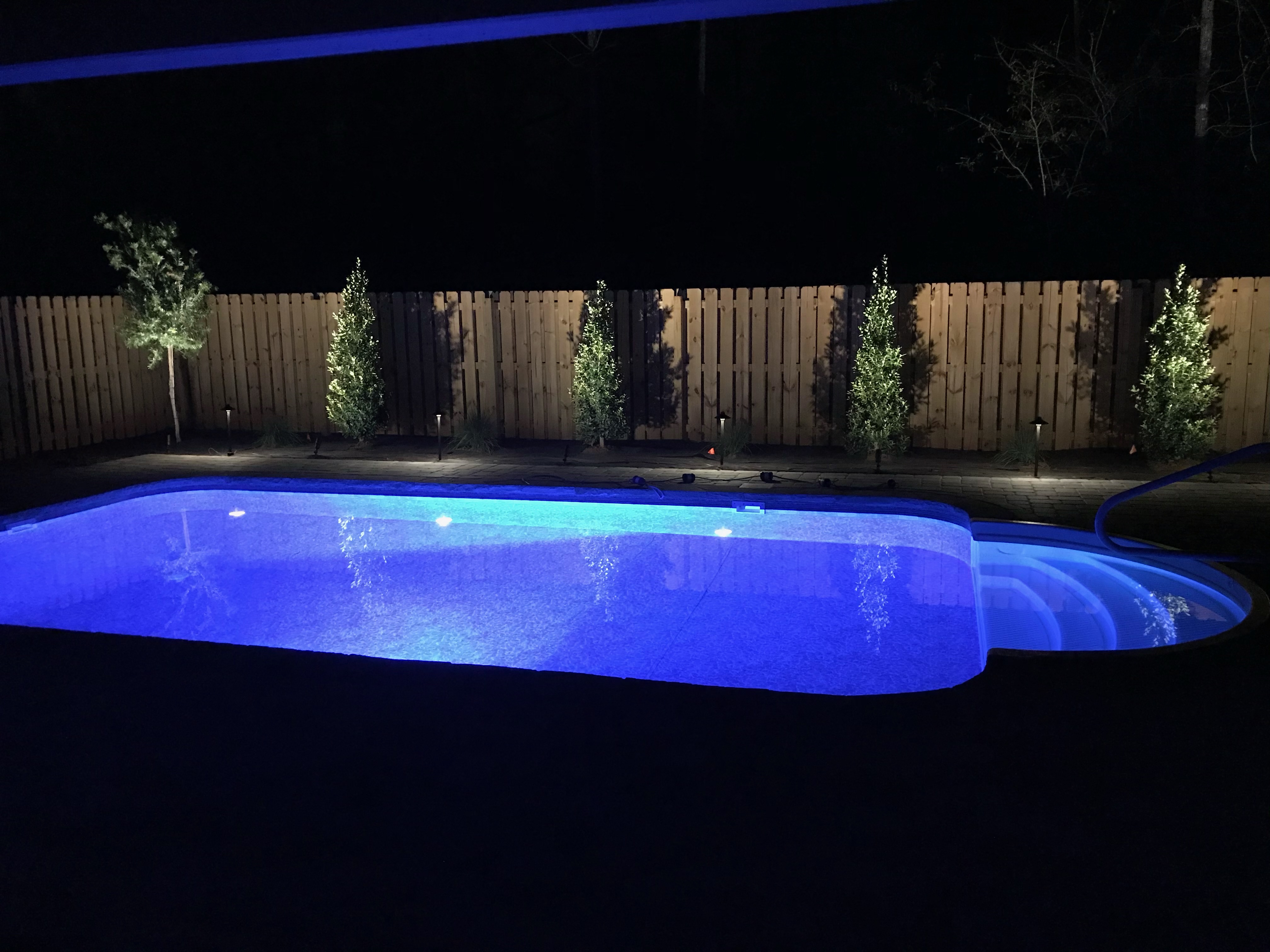 vinyl liner pool at night