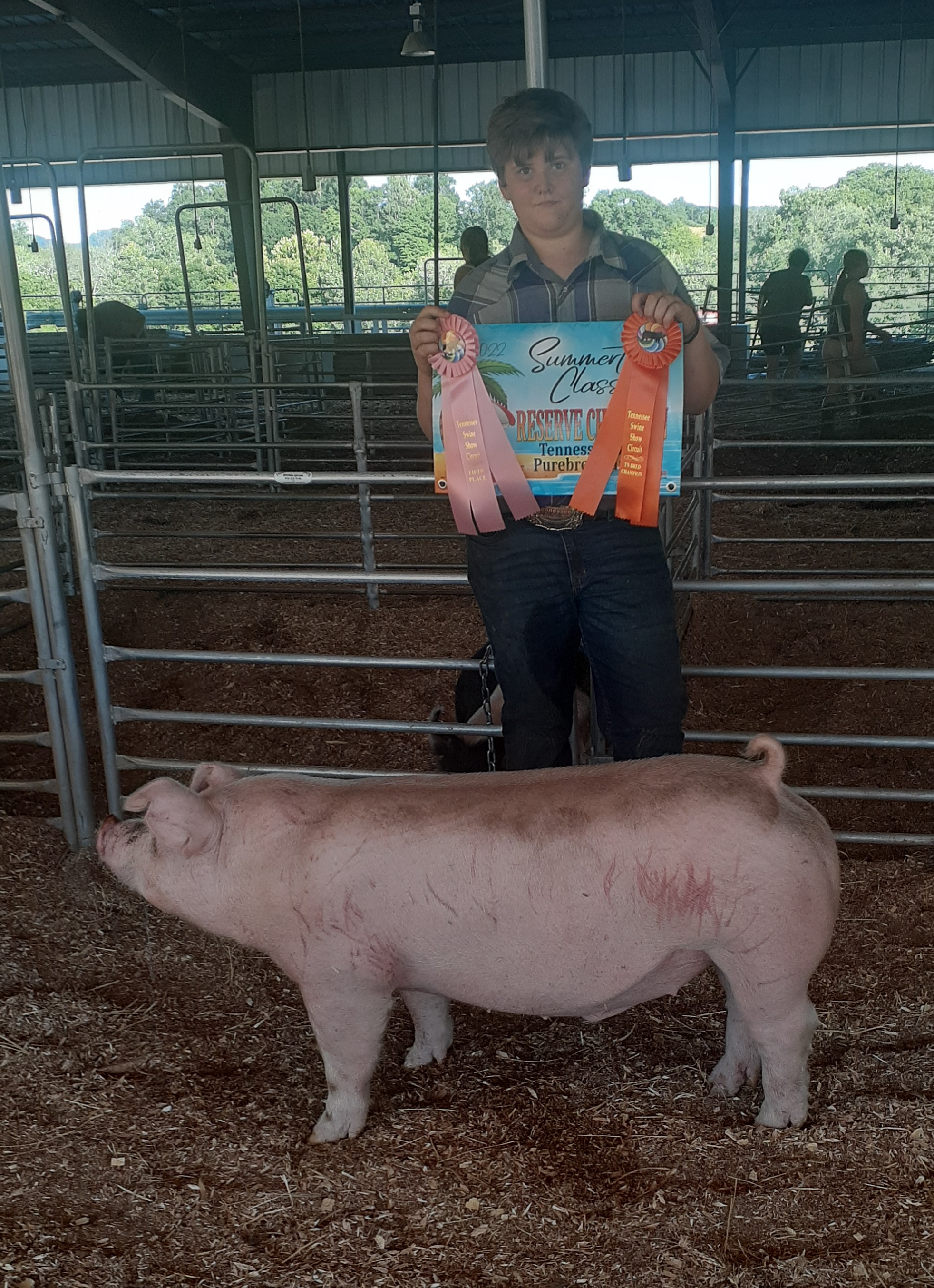 Tylan Lusk
2022 Summertime Classic
Champion Chester White Barrow 
Open Show
Champion Chester White Barrow 
TN Bred Show
5th Overall Open Purebred Barrow 
Reserve Champion TN Bred 
Purebred Barrow
