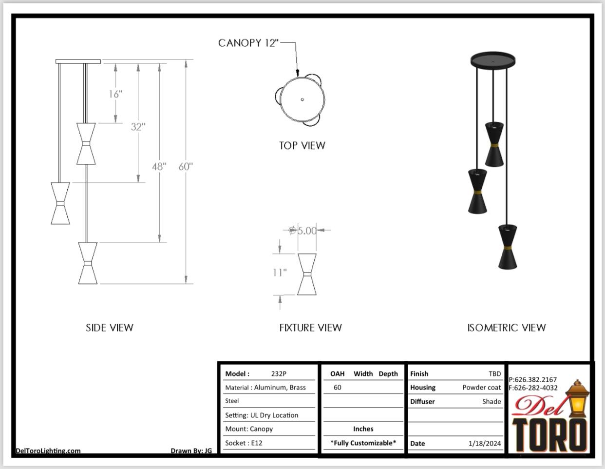 232P-Trio Cone Pendant